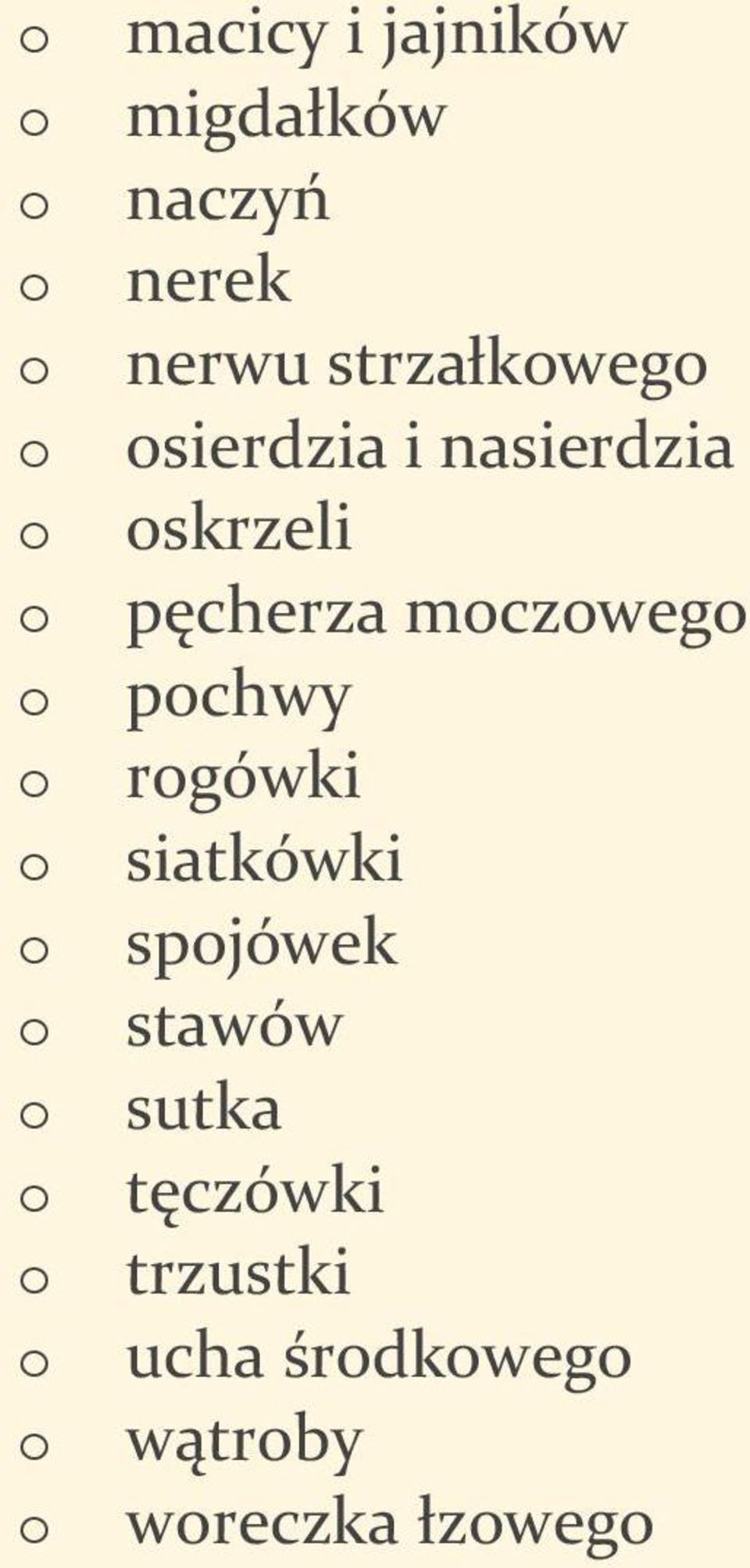 mczweg pchwy rgówki siatkówki spjówek stawów