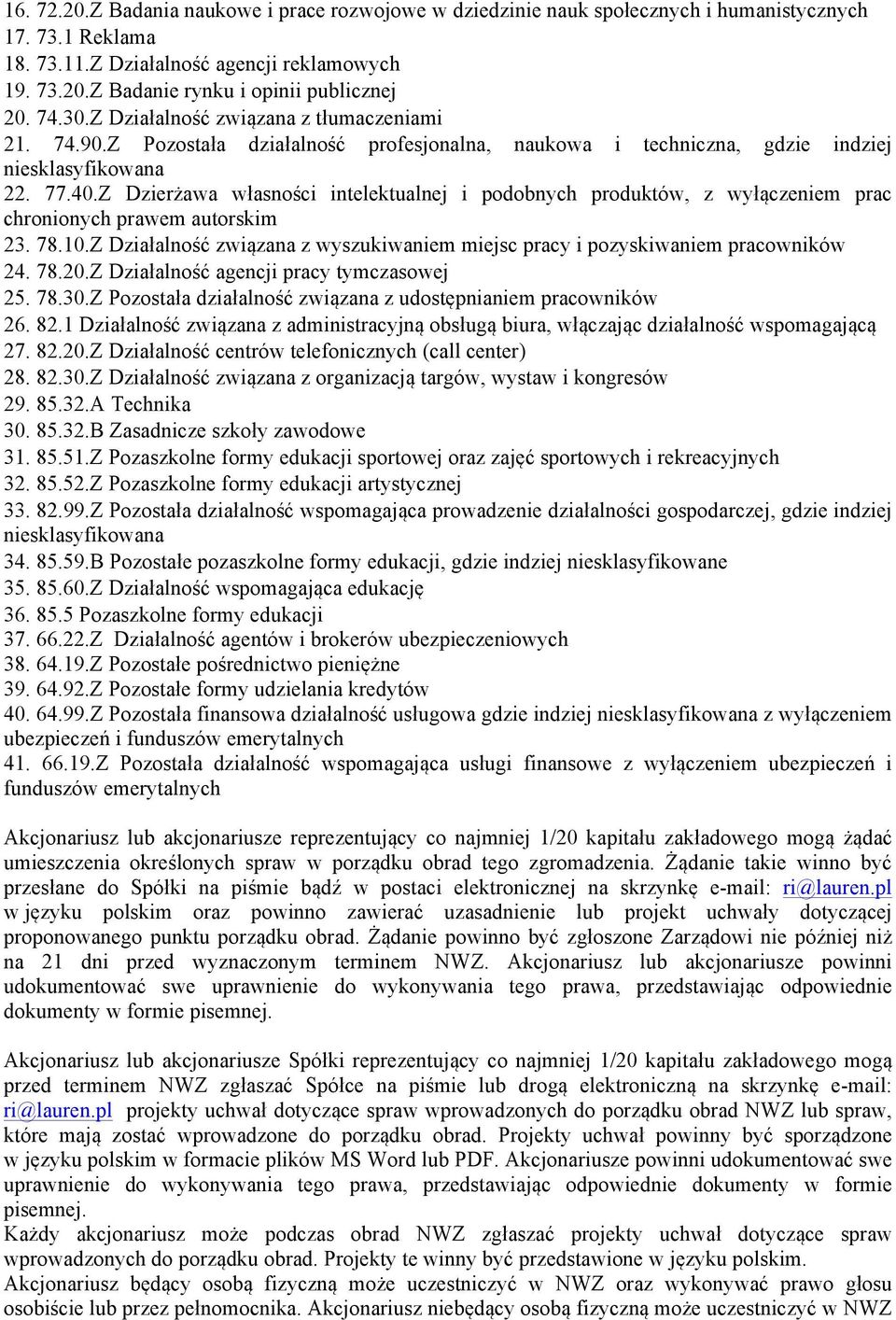 Z Dzierżawa własności intelektualnej i podobnych produktów, z wyłączeniem prac chronionych prawem autorskim 23. 78.10.