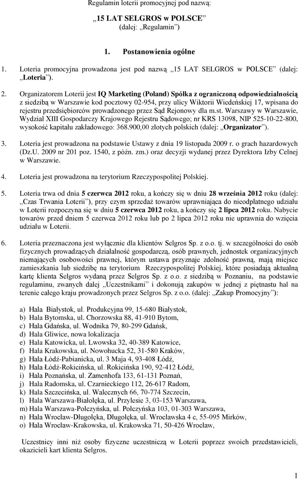 przedsiębiorców prowadzonego przez Sąd Rejonowy dla m.st.