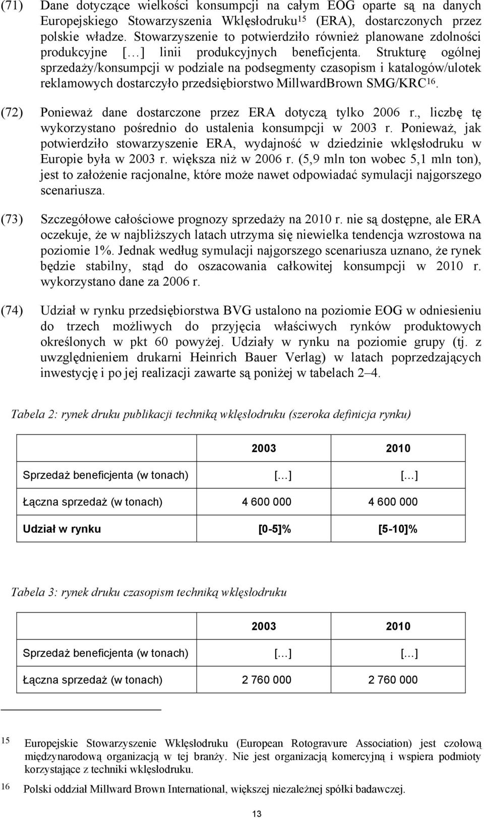 Strukturę ogólnej sprzedaży/konsumpcji w podziale na podsegmenty czasopism i katalogów/ulotek reklamowych dostarczyło przedsiębiorstwo MillwardBrown SMG/KRC 16.