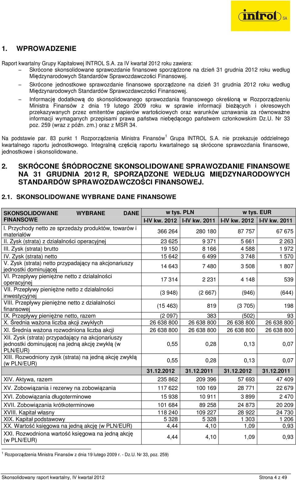 Informację dodatkową do skonsolidowanego sprawozdania finansowego określoną w Rozporządzeniu Ministra Finansów z dnia 19 lutego 2009 roku w sprawie informacji bieżących i okresowych przekazywanych