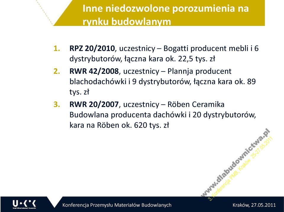 zł 2. RWR 42/2008, uczestnicy Plannja producent blachodachówki i 9 dystrybutorów, łączna kara