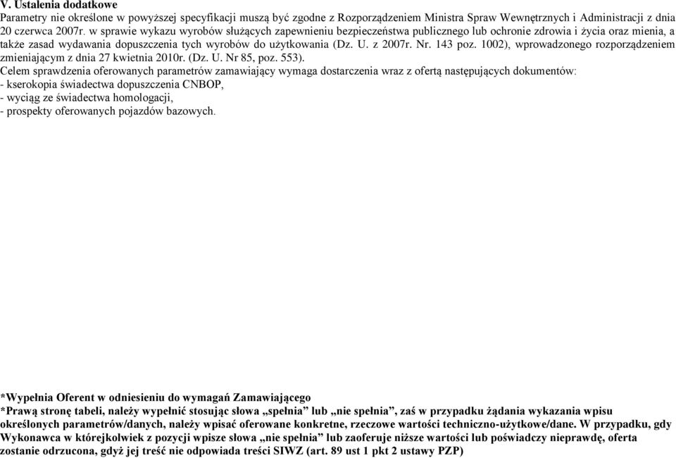 Nr. 143 poz. 1002), wprowadzonego rozporządzeniem zmieniającym z dnia 27 kwietnia 2010r. (Dz. U. Nr 85, poz. 553).