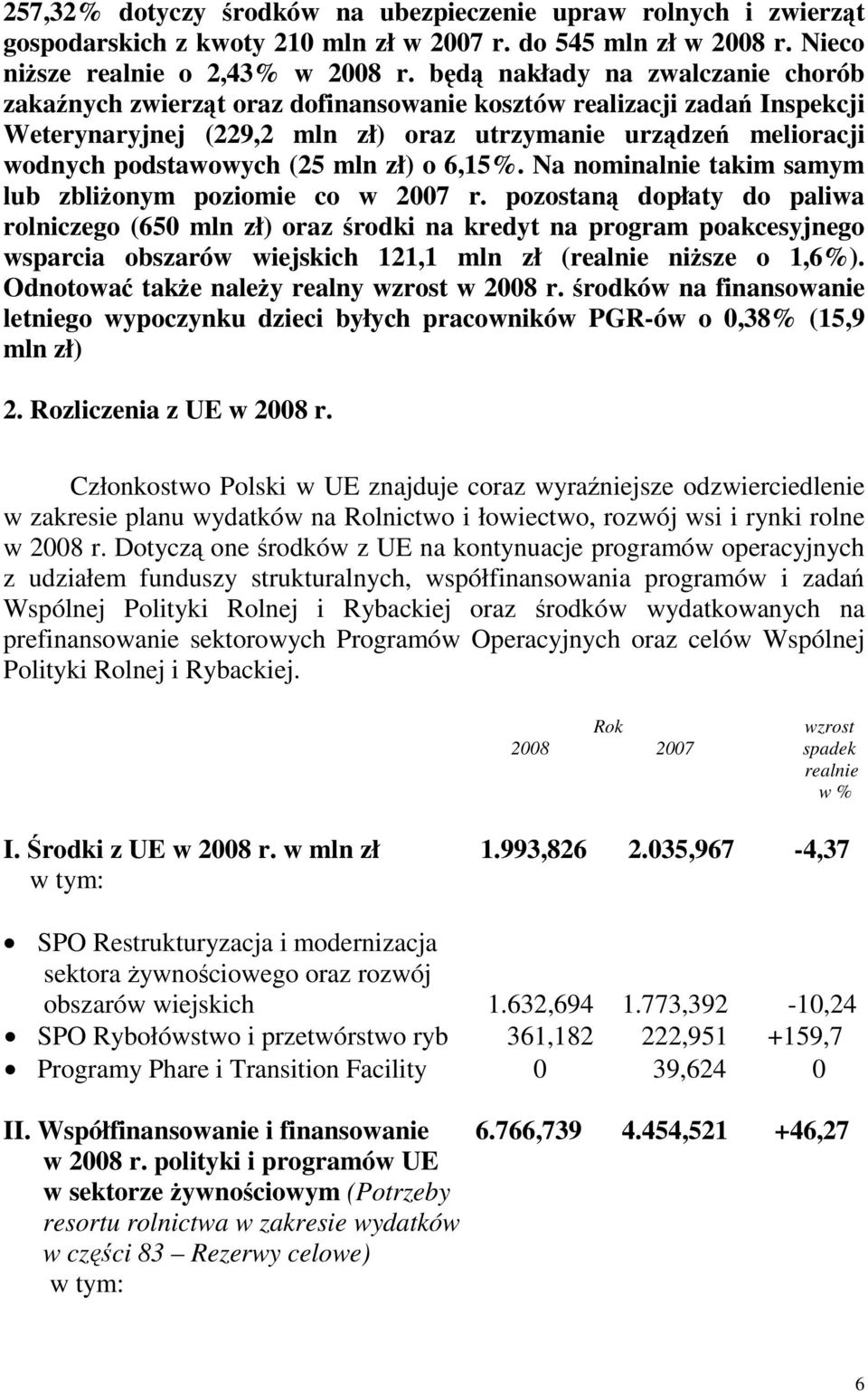 mln zł) o 6,15%. Na nominalnie takim samym lub zbliżonym poziomie co w 2007 r.