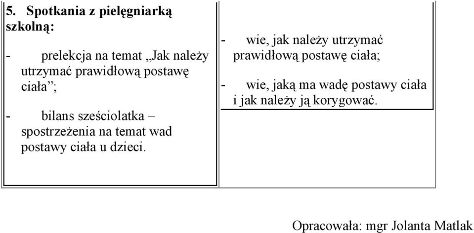 postawy ciała u dzieci.