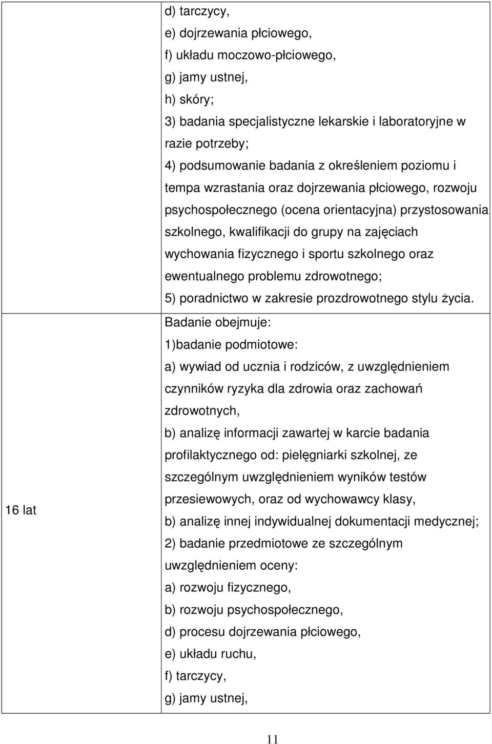 sportu szkolnego oraz ewentualnego problemu zdrowotnego; 5) poradnictwo w zakresie prozdrowotnego stylu życia.