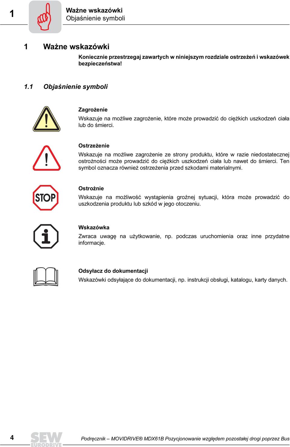 Ten symbol oznacza również ostrzeżenia przed szkodami materialnymi.
