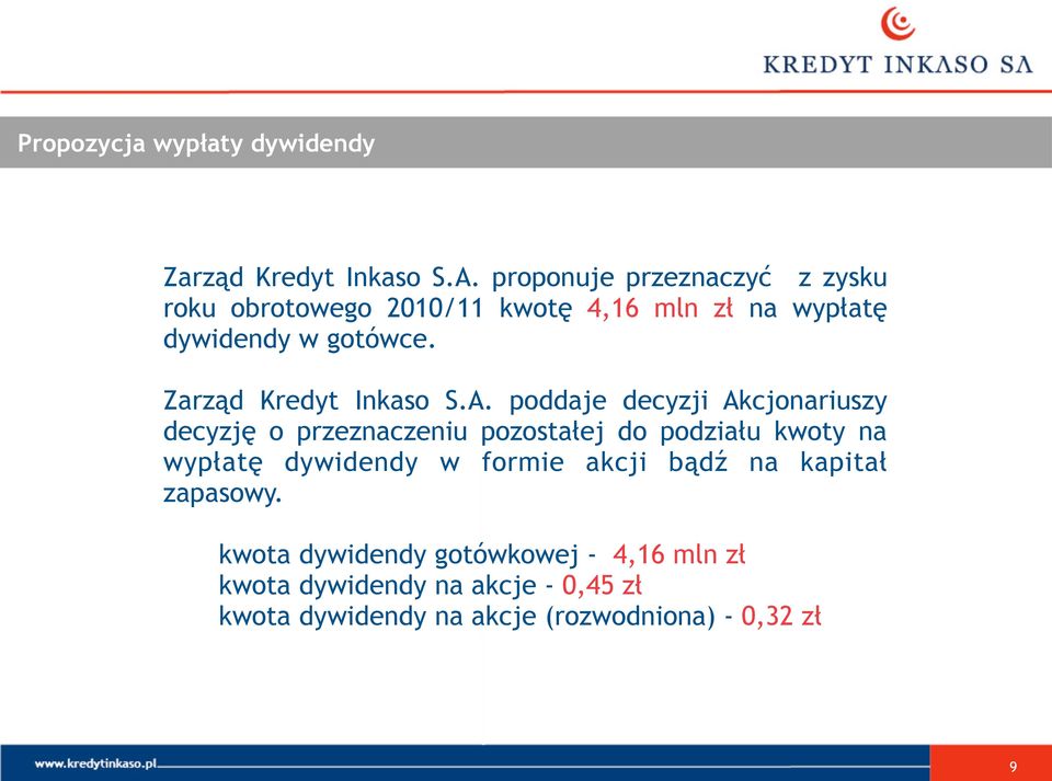 Zarząd Kredyt Inkaso S.A.