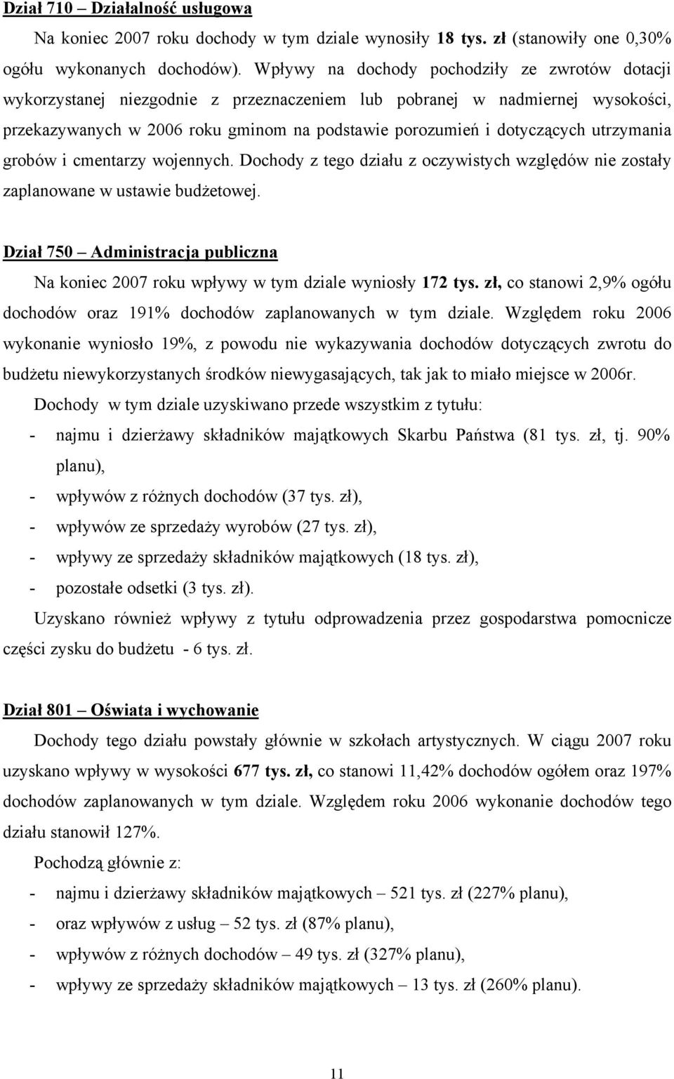 utrzymania grobów i cmentarzy wojennych. Dochody z tego działu z oczywistych względów nie zostały zaplanowane w ustawie budżetowej.