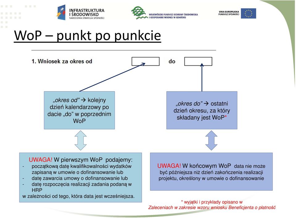 datę rozpoczęcia realizacji zadania podaną w HRP w zależności od tego, która data jest wcześniejsza. UWAGA!