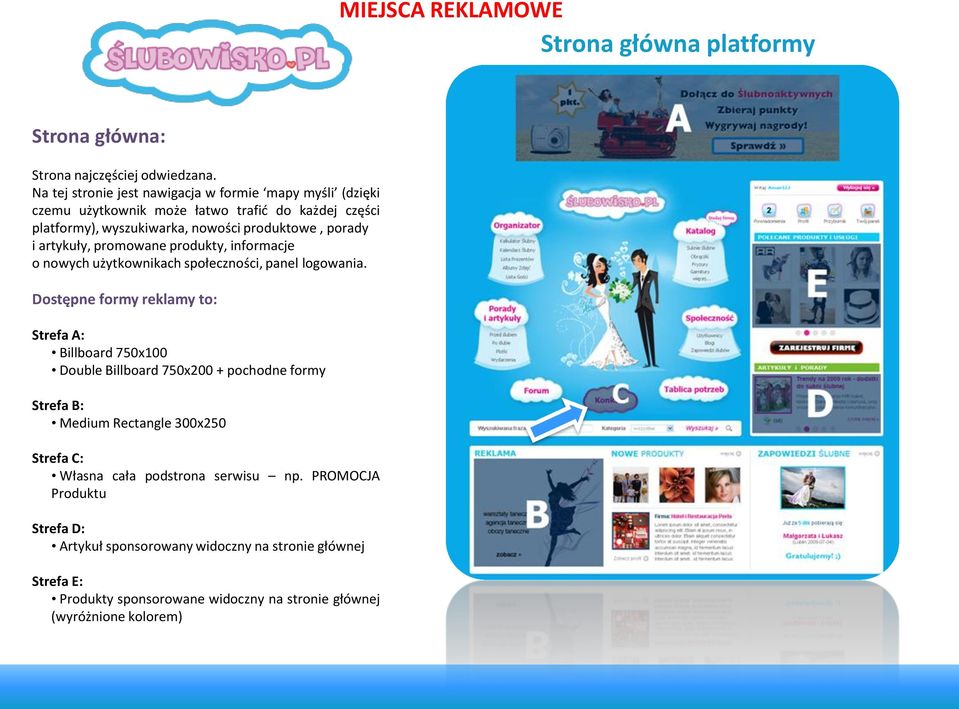 porady i artykuły, promowane produkty, informacje o nowych użytkownikach społeczności, panel logowania.