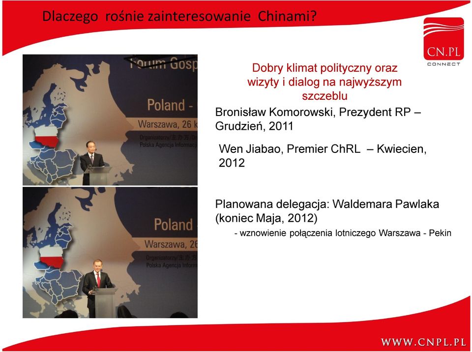 Komorowski, Prezydent RP Grudzień, 2011 Wen Jiabao, Premier ChRL Kwiecien,