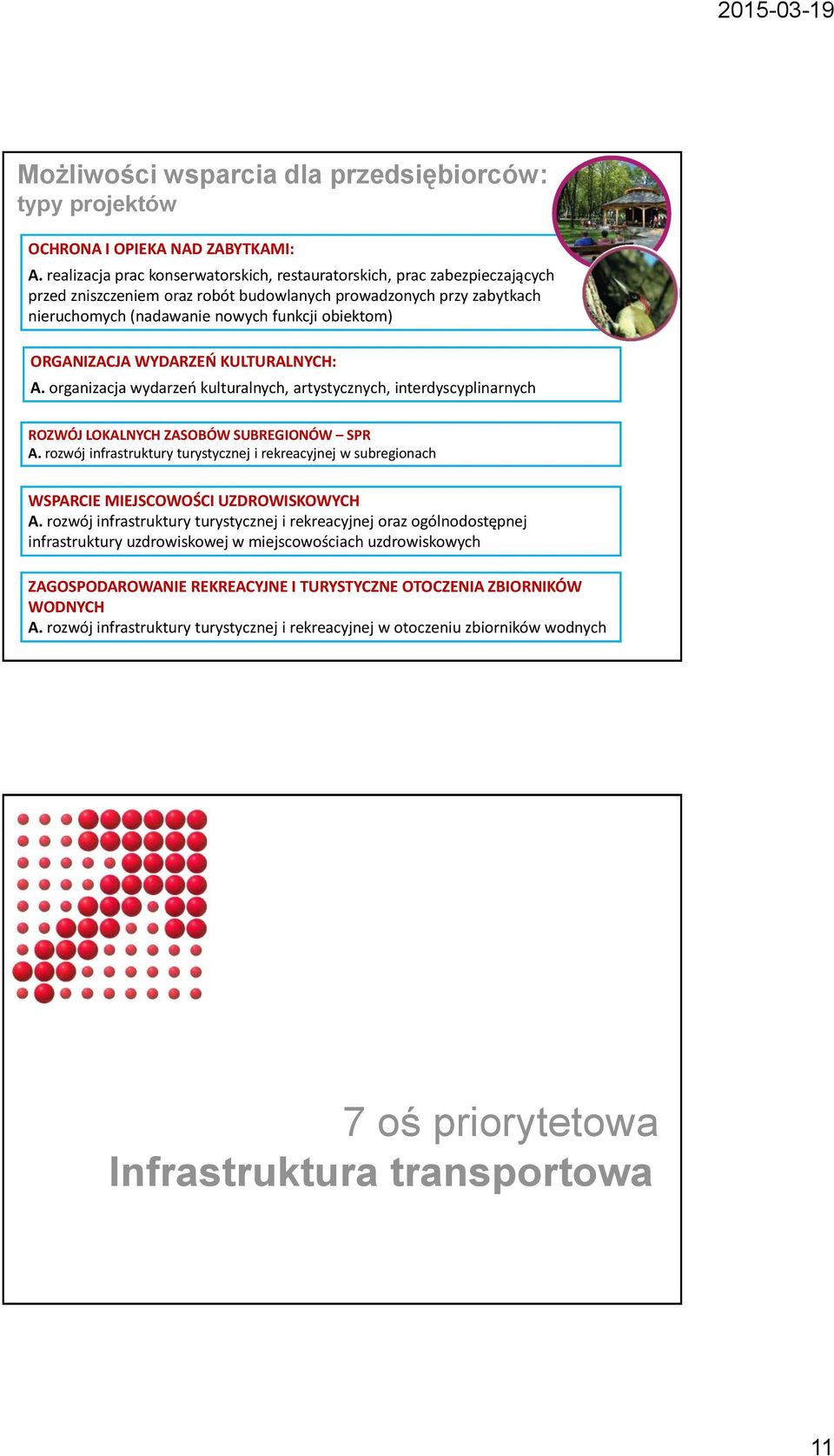 WYDARZEŃ KULTURALNYCH: A. rganizacja wydarzeń kulturalnych, artystycznych, interdyscyplinarnych ROZWÓJ LOKALNYCH ZASOBÓW SUBREGIONÓW SPR A.