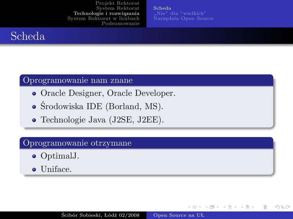 Oracle Developer. Środowiska IDE (Borland, MS).