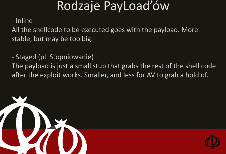 Stopniowanie) The payload is just a small stub that grabs the rest of