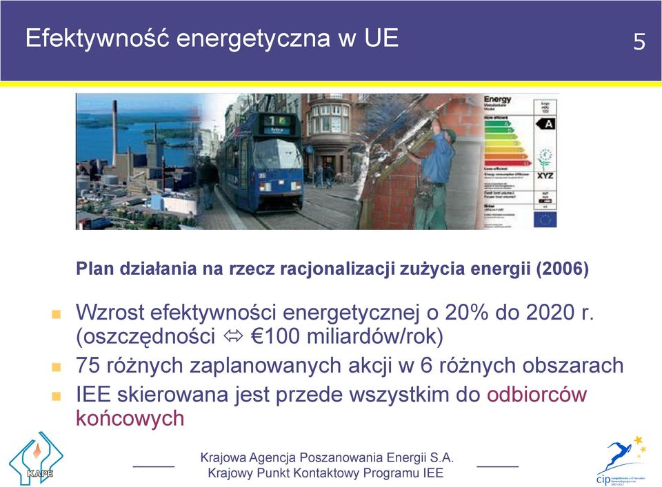 (oszczędności 100 miliardów/rok) 75 różnych zaplanowanych akcji w 6