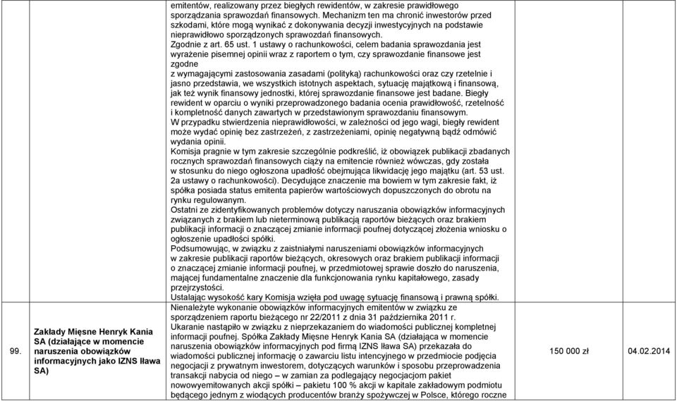 Mechanizm ten ma chronić inwestorów przed szkodami, które mogą wynikać z dokonywania inwestycyjnych na podstawie nieprawidłowo sporządzonych sprawozdań finansowych. Zgodnie z art. 65 ust.