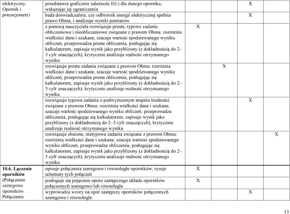 pomiarów obliczeniowe i nieobliczeniowe związane z prawem Ohma: rozróżnia wielkości dane i szukane, szacuje wartość spodziewanego obliczeń, przeprowadza proste obliczenia, posługując się rozwiązuje