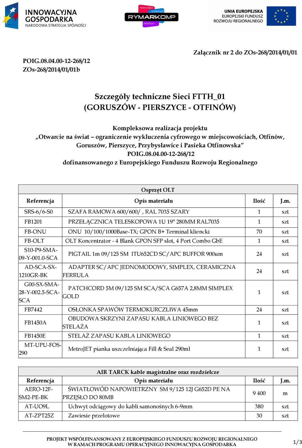 ograniczenie wykluczenia cyfrowego w miejscowościach, Otfinów, Goruszów, Pierszyce, Przybysławice i Pasieka Otfinowska 00-12-268/12 dofinansowanego z Europejskiego Funduszu Rozwoju Regionalnego