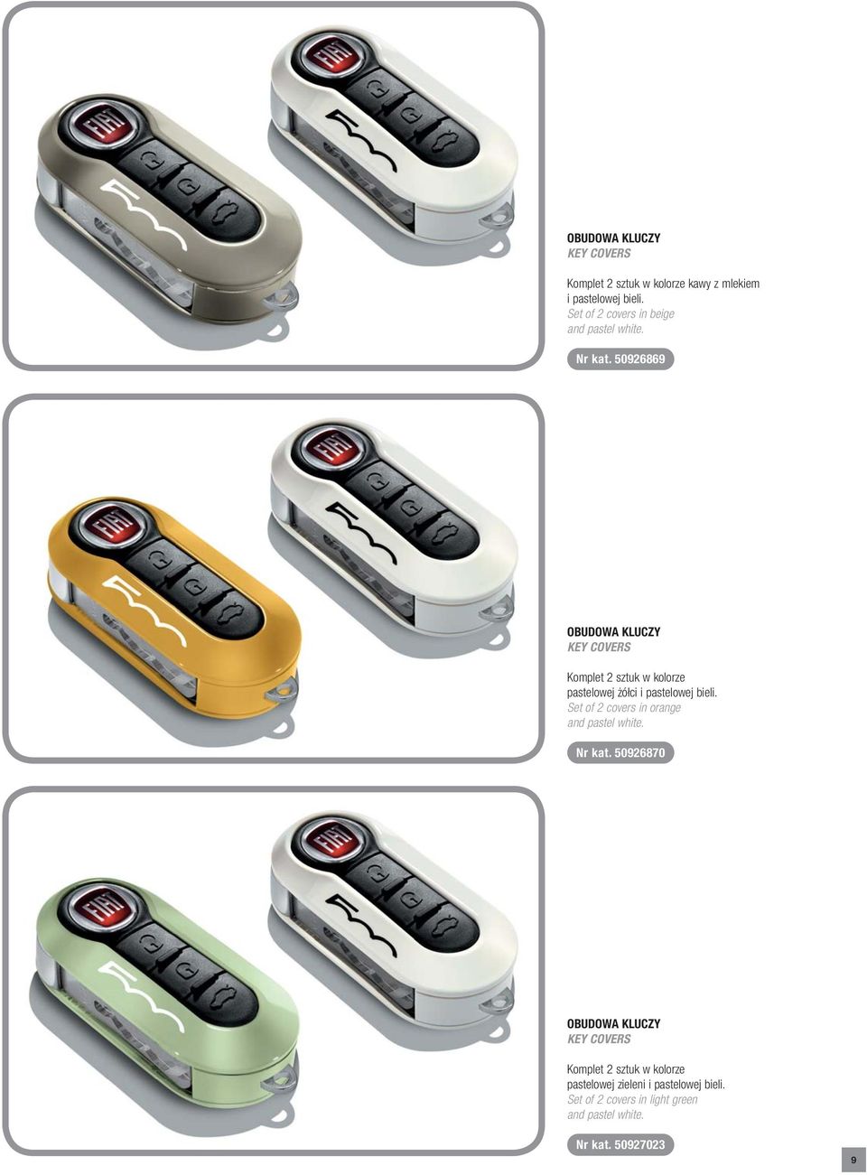 50926869 OBUDOWA KLUCZY KEY COVERS Komplet 2 sztuk w kolorze pastelowej żółci i pastelowej bieli.