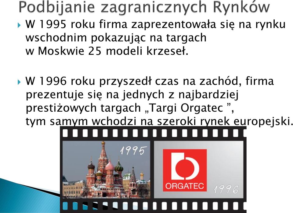 W 1996 roku przyszedł czas na zachód, firma prezentuje się na