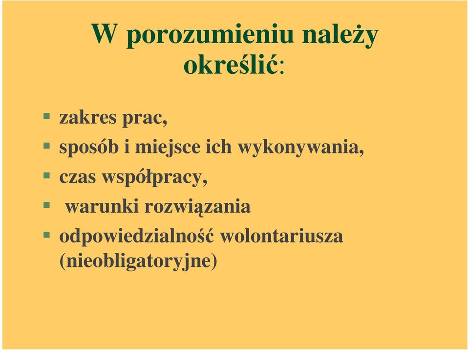 czas współpracy, warunki rozwiązania