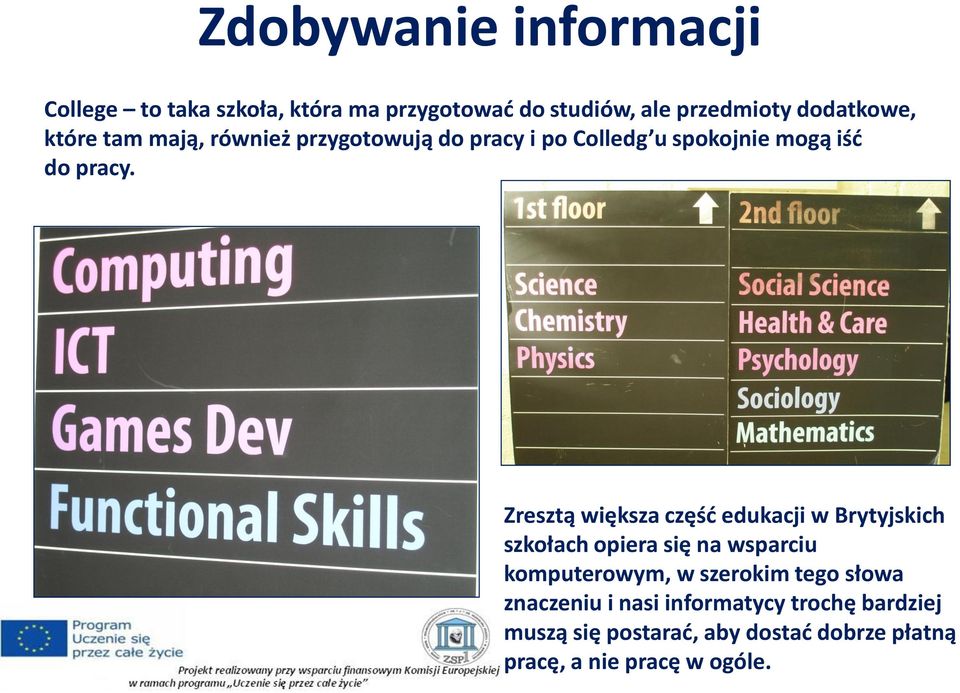 Zresztą większa część edukacji w Brytyjskich szkołach opiera się na wsparciu komputerowym, w