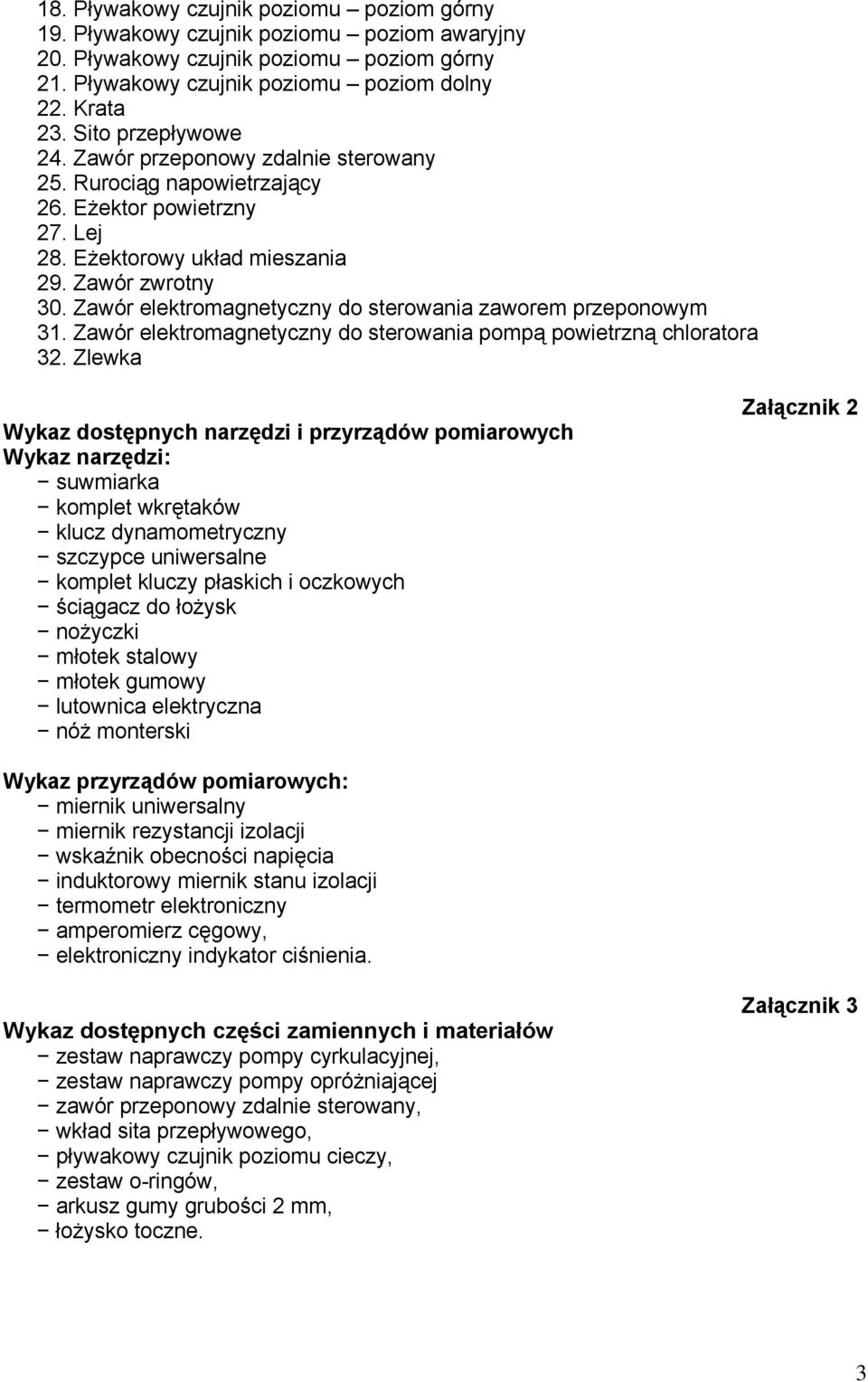 Zawór elektromagnetyczny do sterowania zaworem przeponowym 31. Zawór elektromagnetyczny do sterowania pompą powietrzną chloratora 32.