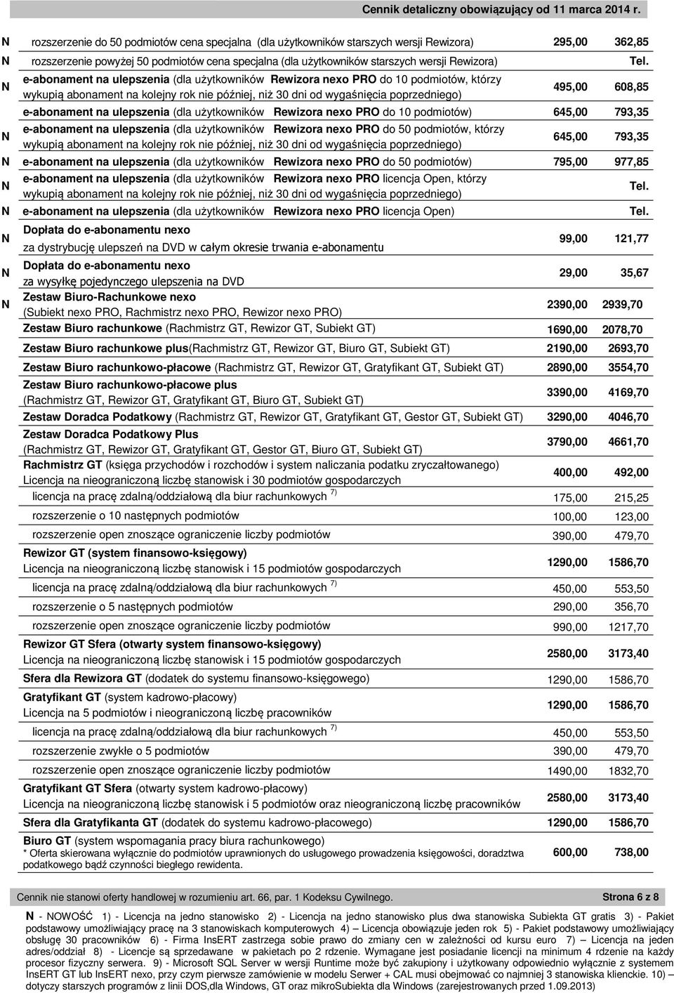 e-abonament na ulepszenia (dla użytkowników Rewizora nexo PRO do 50 podmiotów, którzy 645,00 793,35 e-abonament na ulepszenia (dla użytkowników Rewizora nexo PRO do 50 podmiotów) 795,00 977,85