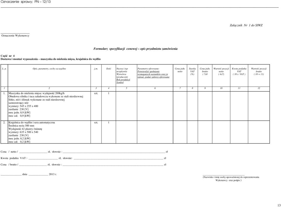 oraz je opisać, podać zakresy oferowane Stawka (%) ( 7x8 ( 4x7) Kwota podatku ( 10 x ) ( 10 + 11) 1 2 3 4 5 6 7 8 9 10 11 12 1.