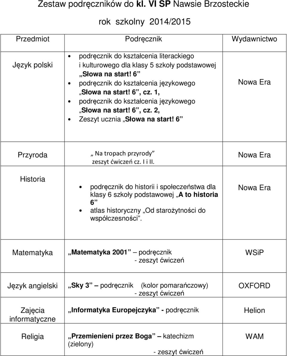 na start! 6 podręcznik do kształcenia językowego Słowa na start! 6, cz. 1, podręcznik do kształcenia językowego Słowa na start! 6, cz. 2, Zeszyt ucznia Słowa na start!
