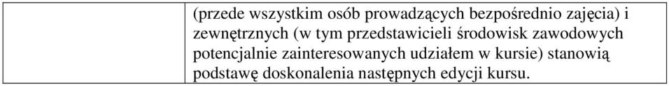 środowisk zawodowych potencjalnie zainteresowanych