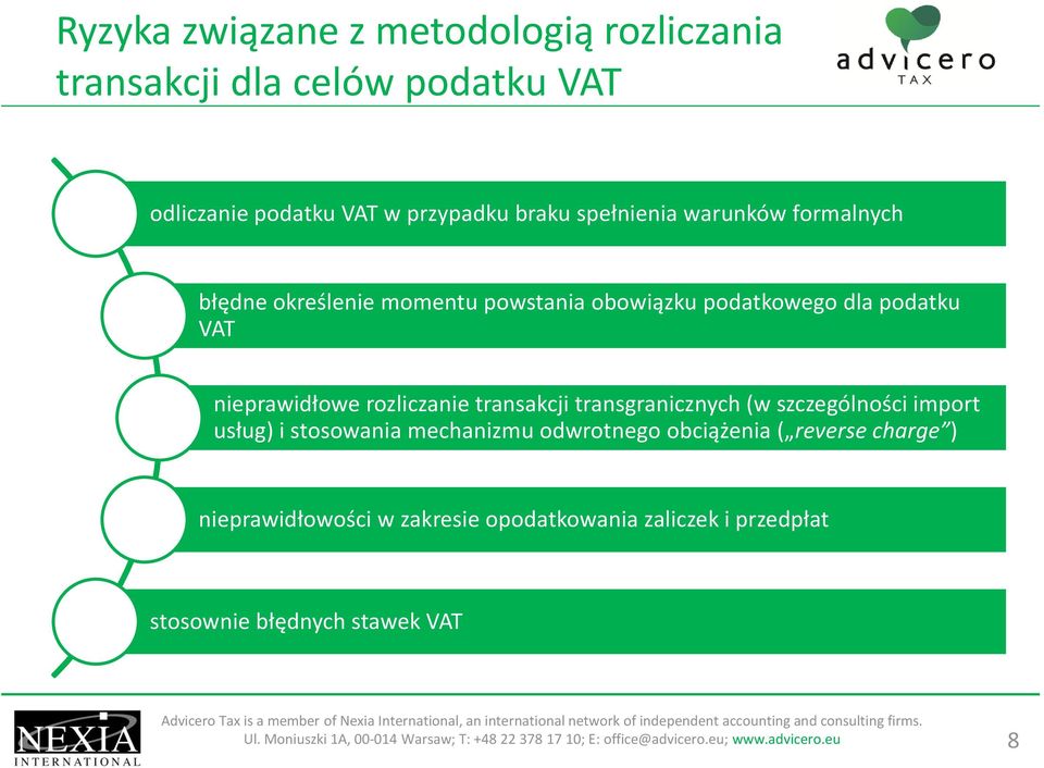 (w szczególności import usług) i stosowania mechanizmu odwrotnego obciążenia ( reverse charge ) nieprawidłowości w zakresie opodatkowania