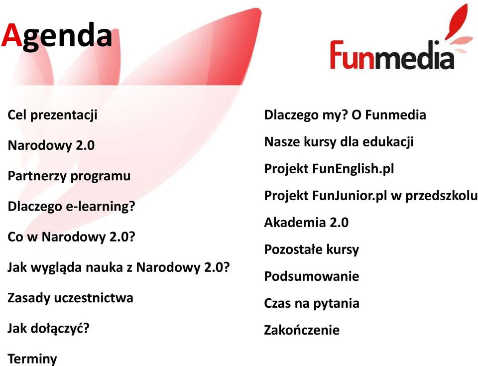 Dlaczego my? O Funmedia Nasze kursy dla edukacji Projekt FunEnglish.