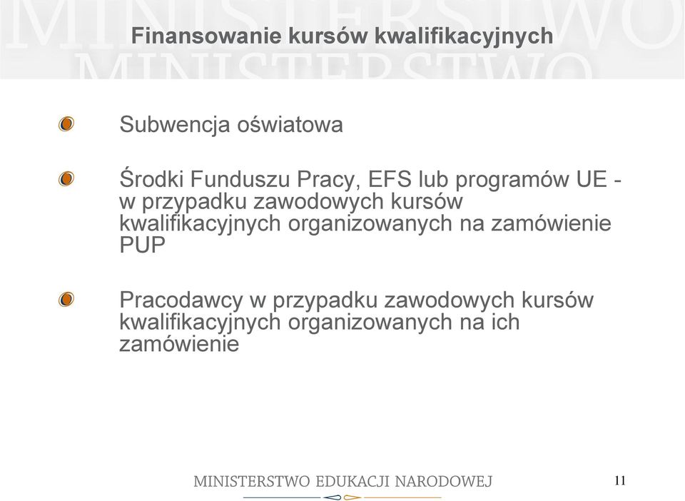 kwalifikacyjnych organizowanych na zamówienie PUP Pracodawcy w