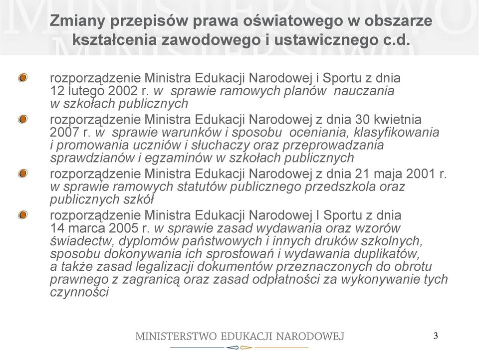 w sprawie warunków i sposobu oceniania, klasyfikowania i promowania uczniów i słuchaczy oraz przeprowadzania sprawdzianów i egzaminów w szkołach publicznych rozporządzenie Ministra Edukacji Narodowej