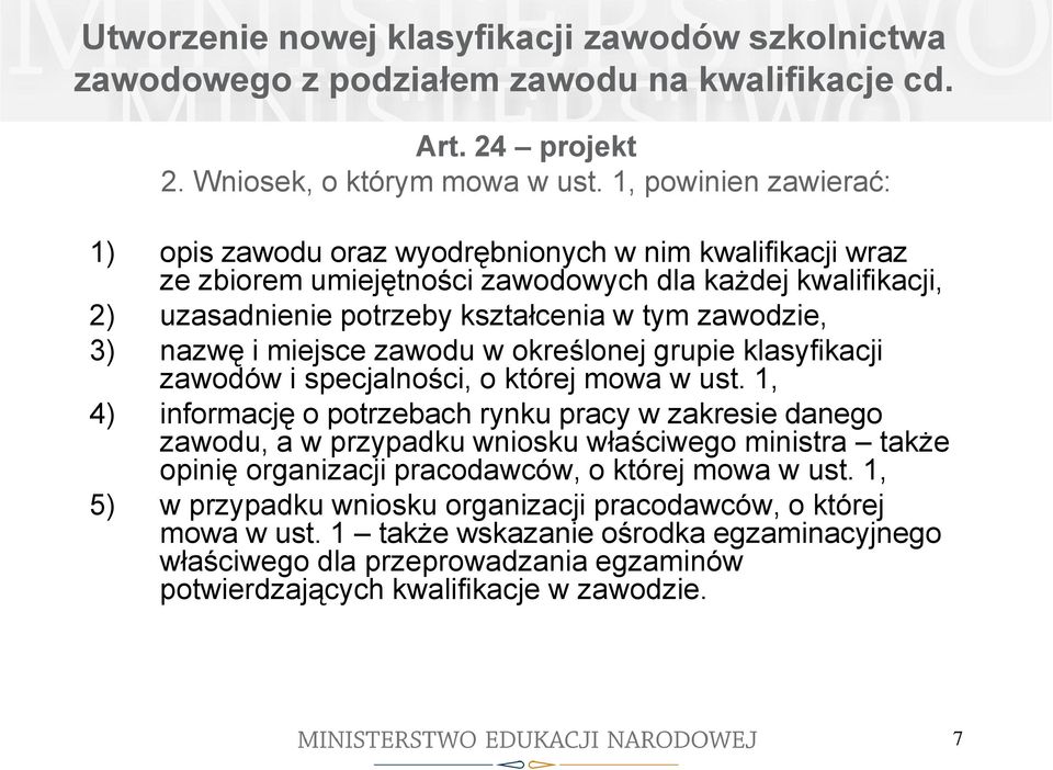 nazwę i miejsce zawodu w określonej grupie klasyfikacji zawodów i specjalności, o której mowa w ust.