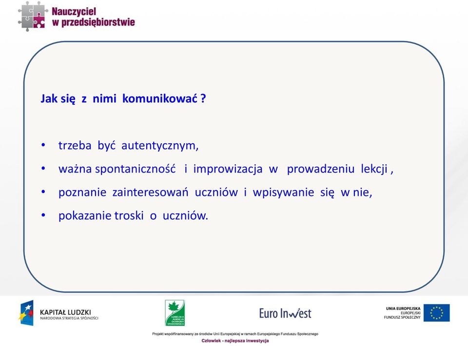 improwizacja w prowadzeniu lekcji, poznanie
