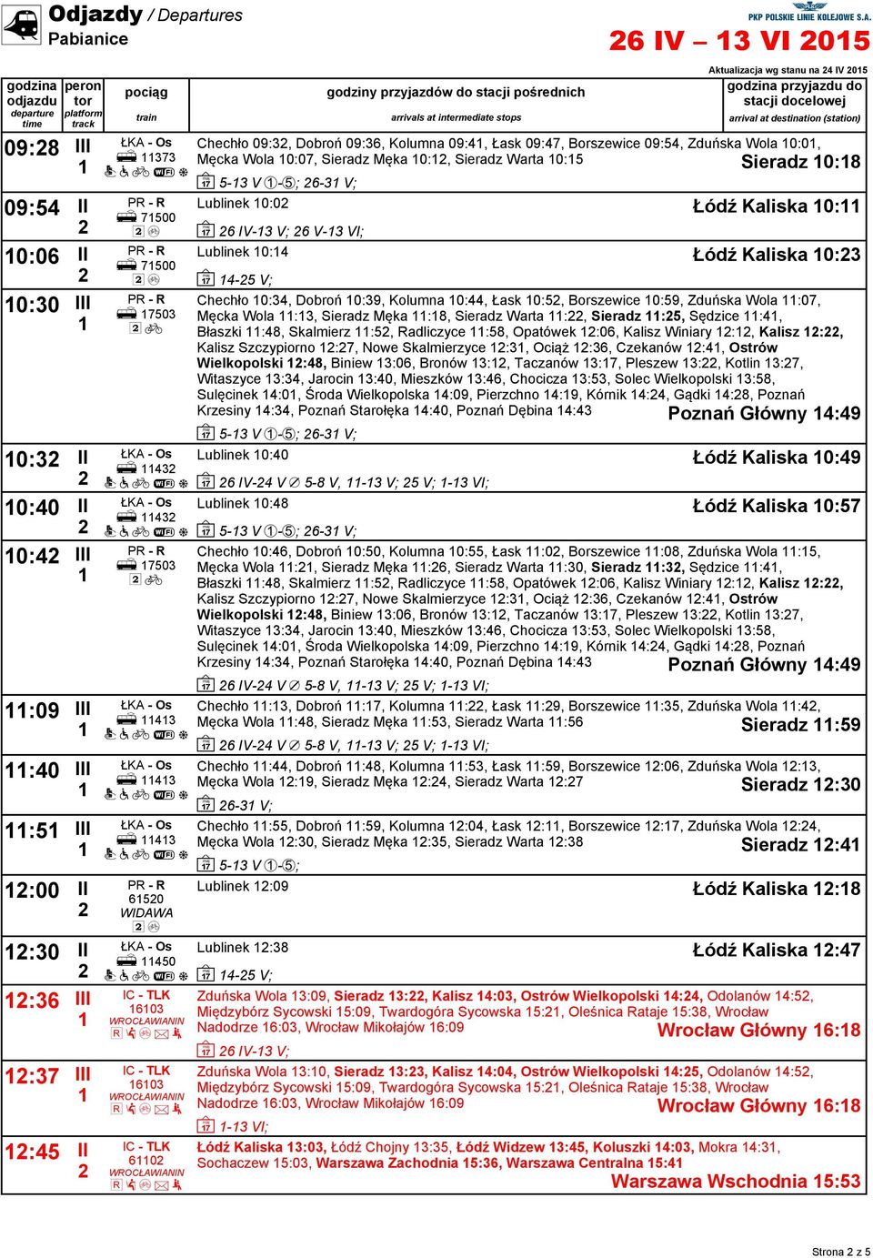 Warta 0:5 Sieradz 0:8 ~ 5-3 V -5; 6-3 V; Lublinek 0:0 Łódź Kaliska 0: ~ 6 IV-3 V; 6 V-3 VI; Lublinek 0:4 Łódź Kaliska 0:3 ~ 4-5 V; Chechło 0:34, Dobroń 0:39, Kolumna 0:44, Łask 0:5, Borszewice 0:59,