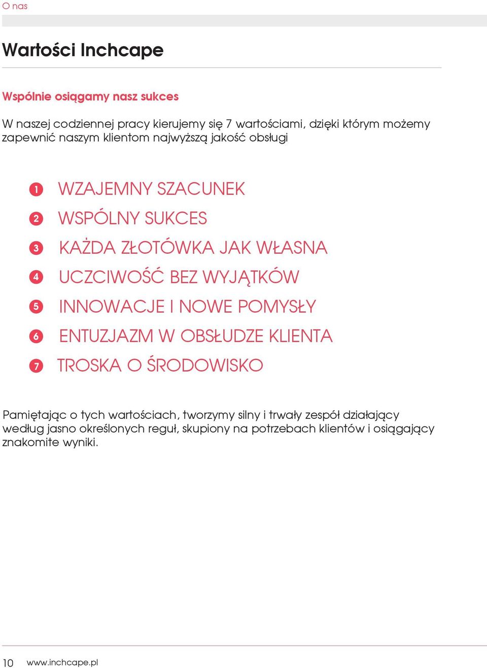 bez wyjątków Innowacje i nowe pomysły Entuzjazm w obsłudze klienta Troska o środowisko Pamiętając o tych wartościach, tworzymy silny