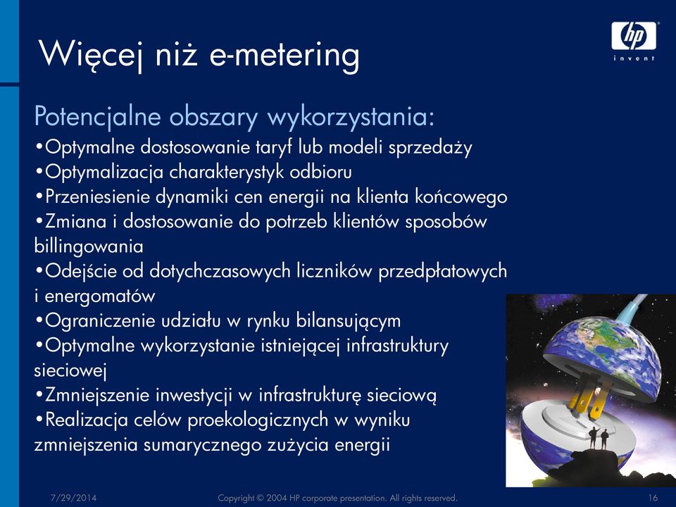 energomatów Ograniczenie udziału w rynku bilansującym Optymalne wykorzystanie istniejącej infrastruktury sieciowej Zmniejszenie inwestycji w infrastrukturę