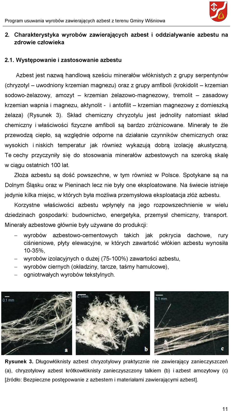 sodowo-żelazowy, amozyt krzemian żelazowo-magnezowy, tremolit zasadowy krzemian wapnia i magnezu, aktynolit - i antofilit krzemian magnezowy z domieszką żelaza) (Rysunek 3).