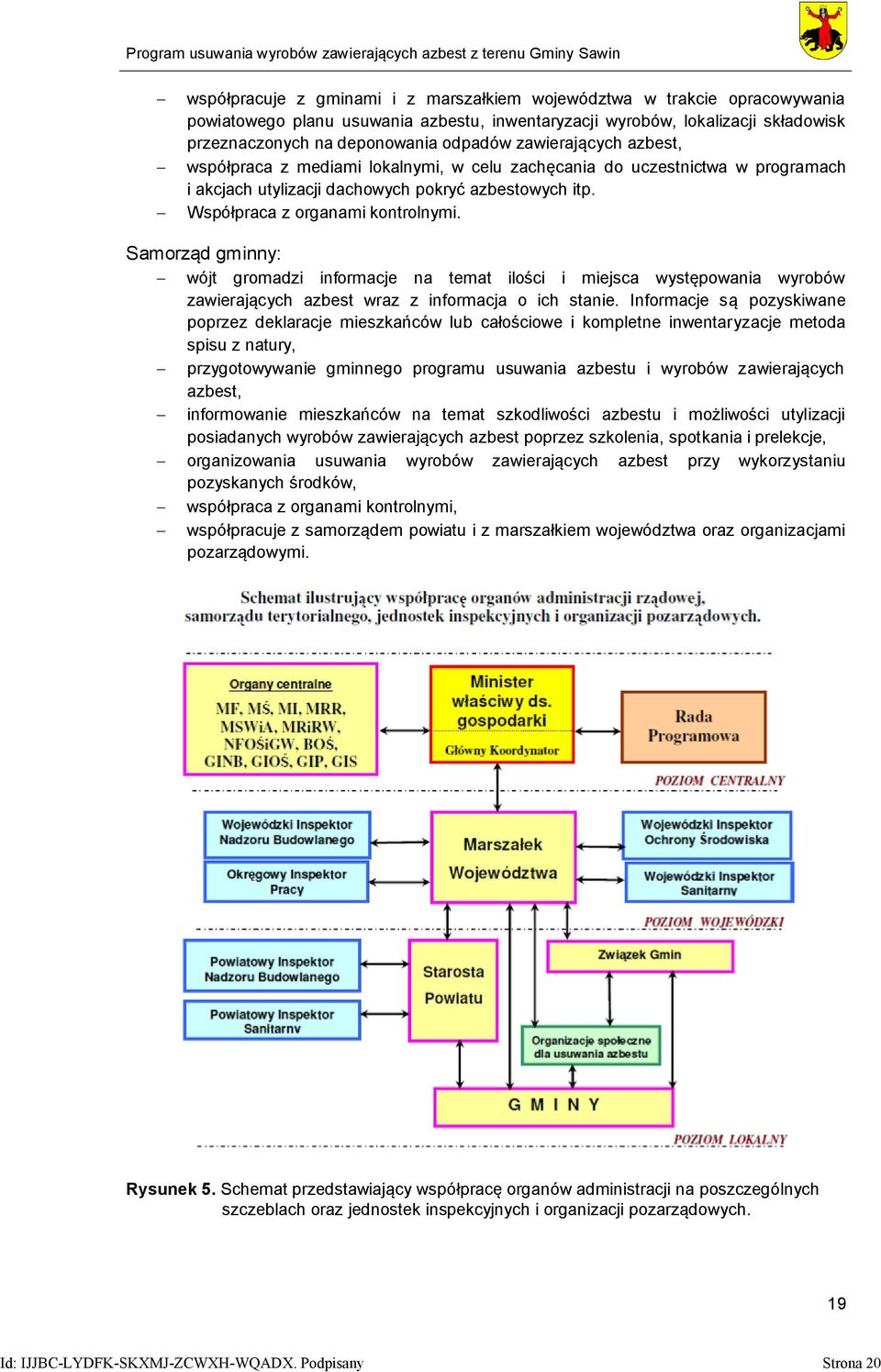 Samorząd gminny: wójt gromadzi informacje na temat ilości i miejsca występowania wyrobów zawierających azbest wraz z informacja o ich stanie.