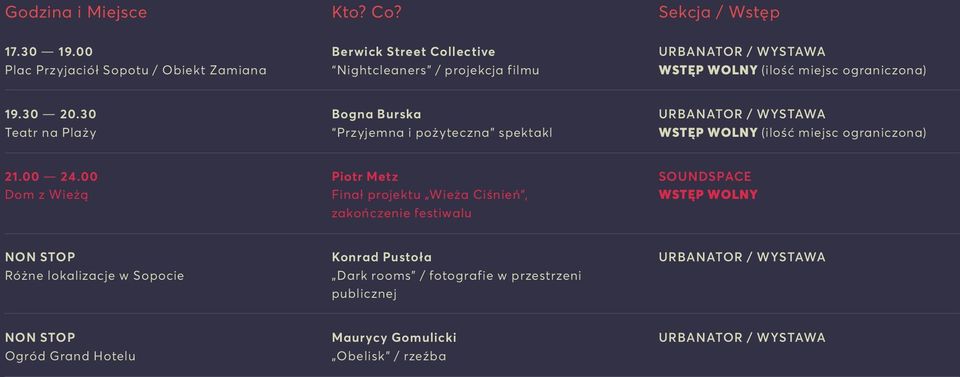 filmu (ilość miejsc ograniczona) 19.30 20.