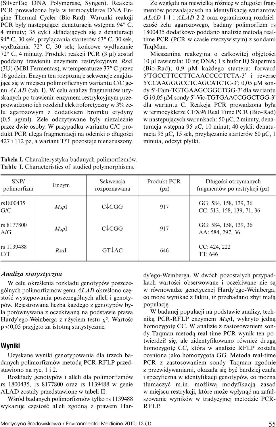 wyd u anie 72 C, 4 minuty. Produkt reakcji PCR (3 µl) zosta poddany trawieniu enzymem restrykcyjnym RsaI (3U) (MBI Fermentas), w temperaturze 37 C przez 16 godzin.