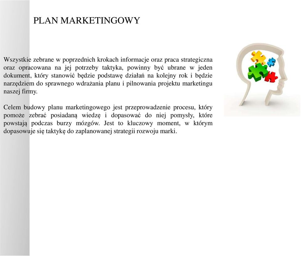 projektu marketingu naszej firmy.