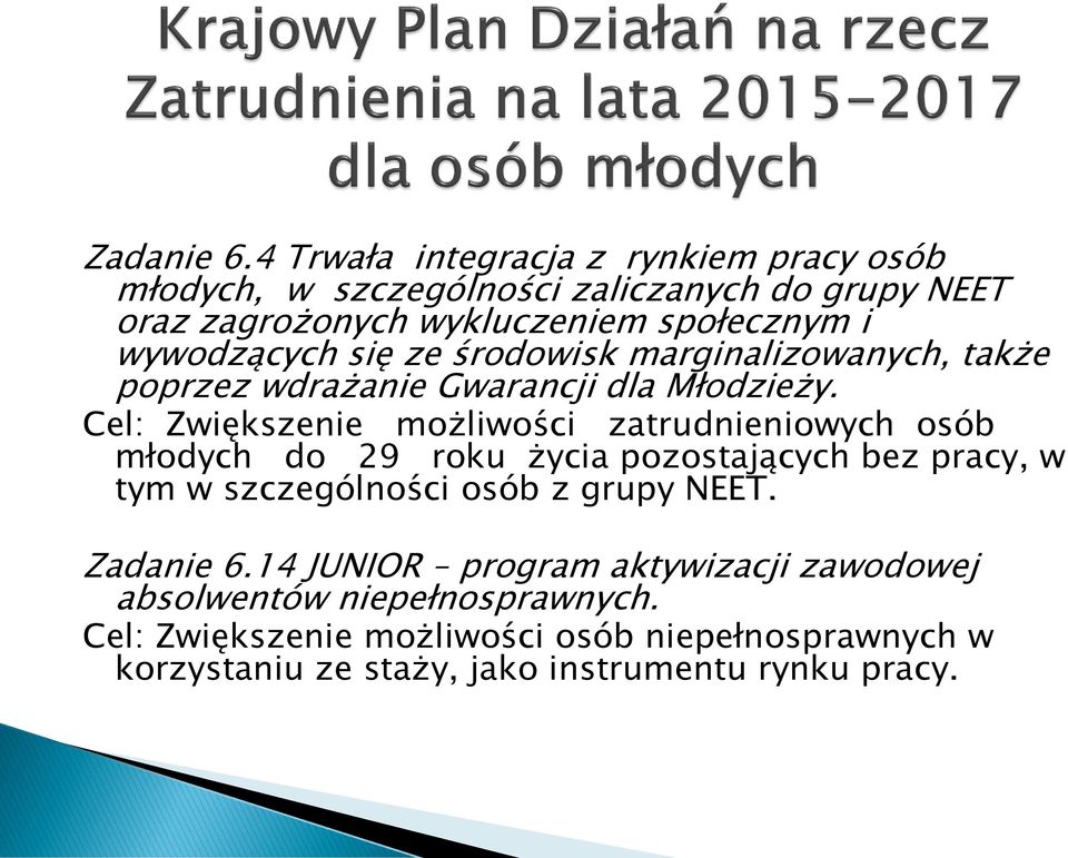 wywodzących się ze środowisk marginalizowanych, także poprzez wdrażanie Gwarancji dla Młodzieży.