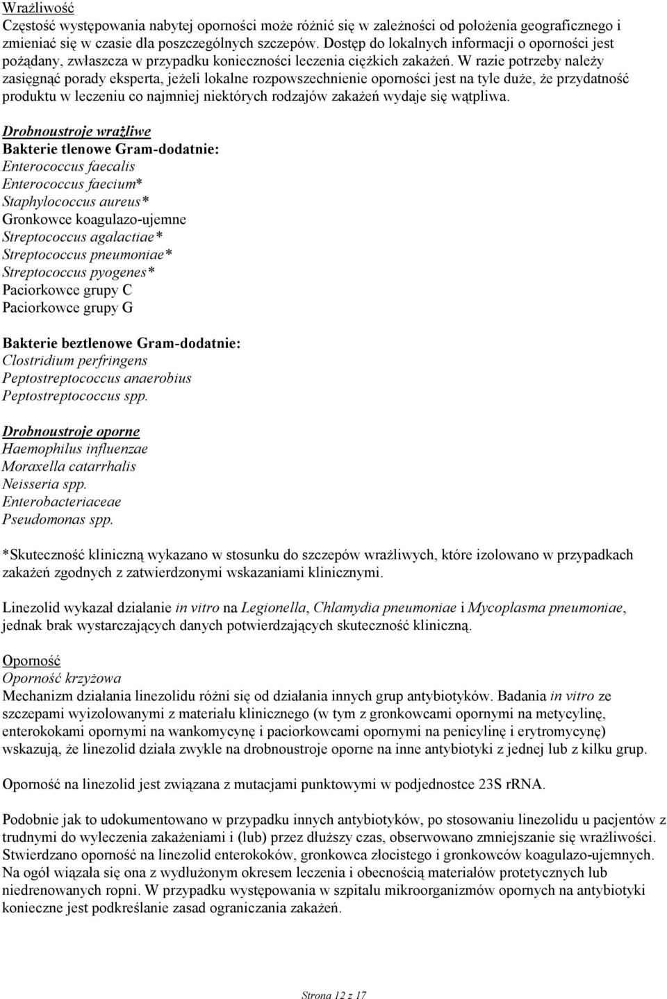 W razie potrzeby należy zasięgnąć porady eksperta, jeżeli lokalne rozpowszechnienie oporności jest na tyle duże, że przydatność produktu w leczeniu co najmniej niektórych rodzajów zakażeń wydaje się