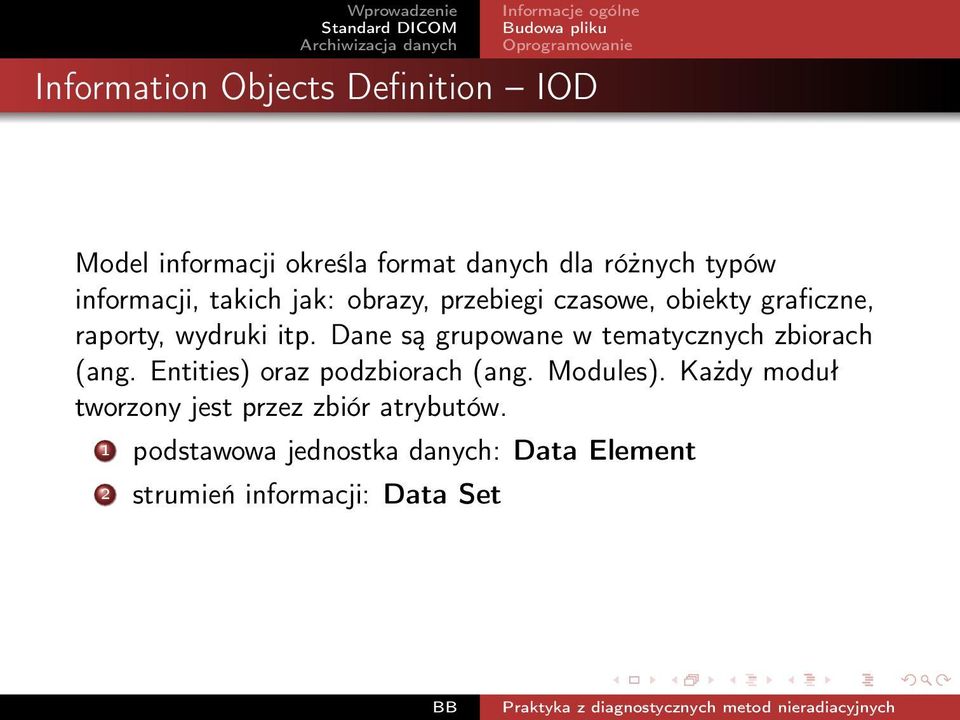 Dane są grupowane w tematycznych zbiorach (ang. Entities) oraz podzbiorach (ang. Modules).
