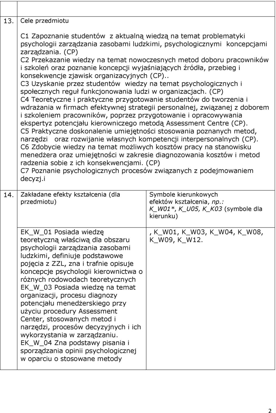 . C3 Uzyskanie przez studentów wiedzy na temat psychologicznych i społecznych reguł funkcjonowania ludzi w organizacjach.